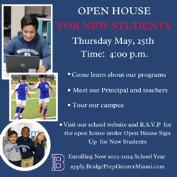 NEW BRIDGEPREP FAMILIES mark your calendar!